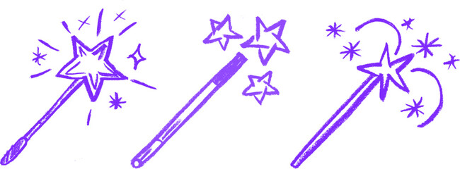 Naklejka na ściany i meble Magic Wand Crayon Chalk Drawing Vector Set