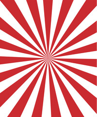 "Red Sunburst Ray Background. Retro Radial Burst Vector Pattern for Poster and Design."