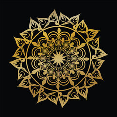 Luxury Golden Mandala on Black Background