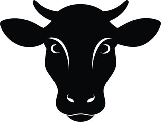 Cow head black silhouette vector,Cow head icon