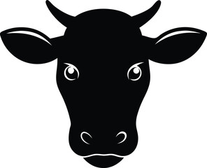 Cow head black silhouette vector,Cow head icon
