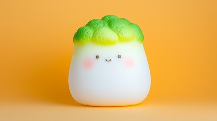 Cute cartoon cabbage on orange background: playful and whimsical design