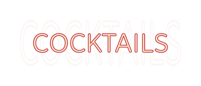 Neon Sign Bartender Illustration, Cocktail Graphic Lit