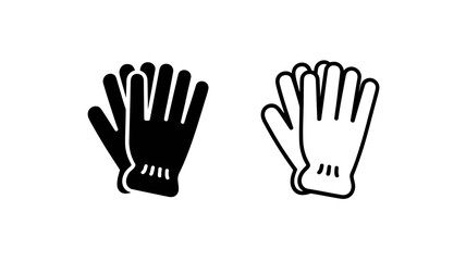 Obraz premium Open Hand Gesture Outline and Solid Vector Icons - Stop Help Symbol