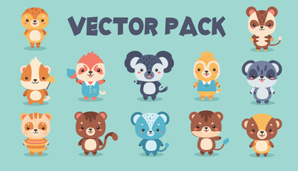 Cartoon Animal Characters Diverse Collection of Stylized Mammals with Unique Designs 1.