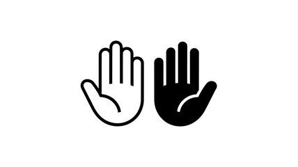 Obraz premium Open Hand Gesture Outline and Solid Vector Icons - Stop Help Symbol