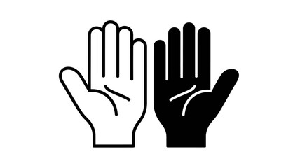 Obraz premium Open Hand Gesture Outline and Solid Vector Icons - Stop Help Symbol