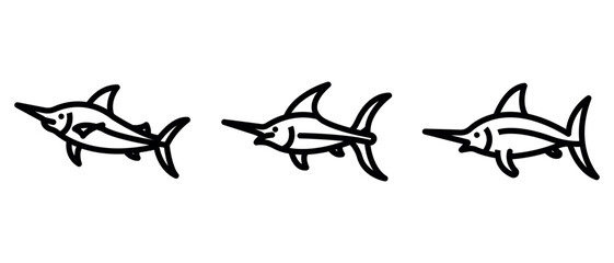 swordfish outline or line icon design bundle.