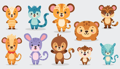 Cartoon Animal Collection Whimsical and Colorful Characters with Unique Designs.