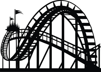 Roller Coaster  black silhouette vector,Roller Coaster  icon illustration