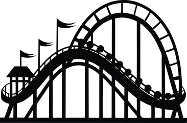 Roller Coaster  black silhouette vector,Roller Coaster  icon illustration