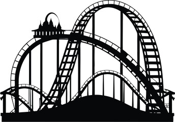 Roller Coaster  black silhouette vector,Roller Coaster  icon illustration