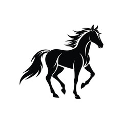 Black Silhouette Horse Vector – Running Stallion Clipart Design