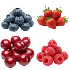 Assorted fresh berries including blueberries, strawberries, cherries, and raspberries  
