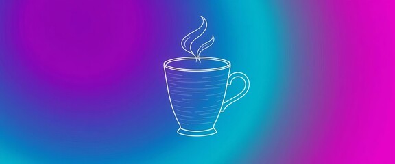 Continuous line drawing of a coffee cup; elegant, simple design ideal for banners or posters,  drawing,  drinkware