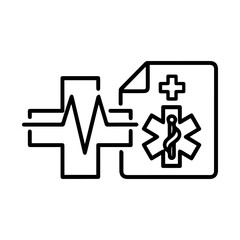 Medical icon A cross with an EKG line plus a document with a medical cross and star of life symbol on it