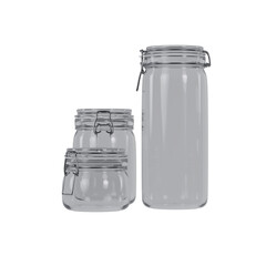 Empty glass jar. Set of three jars.