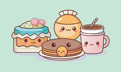 Breakfast food vector set vector art illustration 