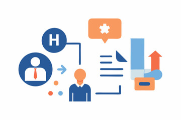 Office Team Collaboration and Data Analysis – Business Flat Vector Set

