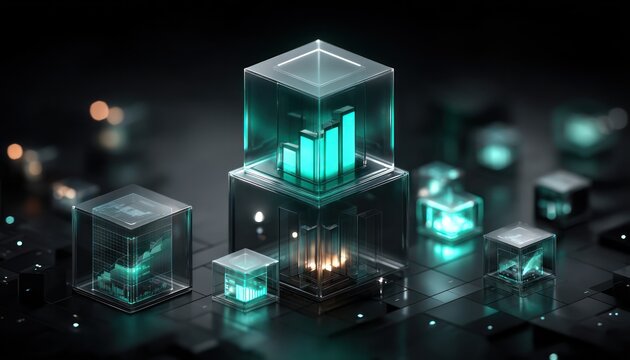 Futuristic abstract graphic of glowing cubes