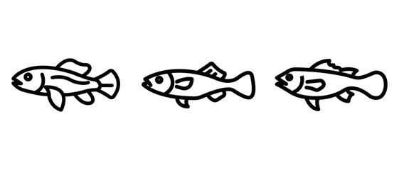 goby outline or line icon design bundle.