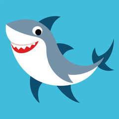 Colorful Cartoon Shark Illustration Cute Ocean Animal Vector Art silhouette,  Cartoon Shark vector silhouette, Clipart design