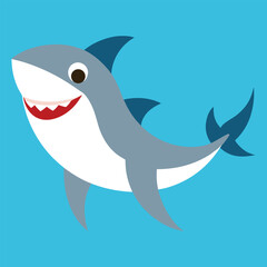 Colorful Cartoon Shark Illustration Cute Ocean Animal Vector Art silhouette,  Cartoon Shark vector silhouette, Clipart design