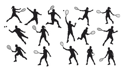 A Collection of Male and Female Athletes in Various Game-Play Poses, Highlighting Serves, Returns, and Intense Rallies