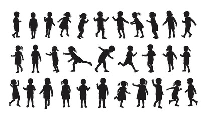 A Comprehensive Collection of Kids in Various Poses, Including Walking, Playing, Running, and Standing, Representing Active Childhood