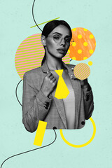 Poster 3d pop poster art collage of happy girl guy dance weekend party chill entertainment success...