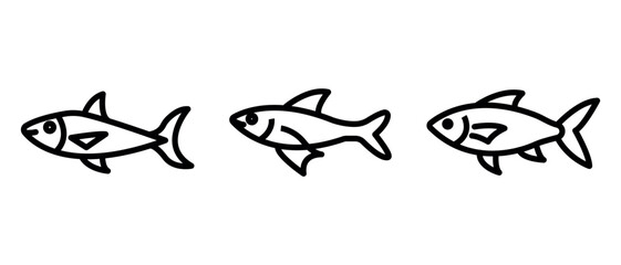 flying-fish outline or line icon design bundle.