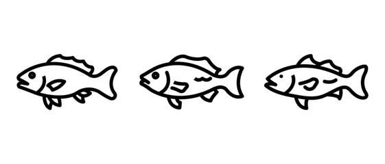grouper outline or line icon design bundle.