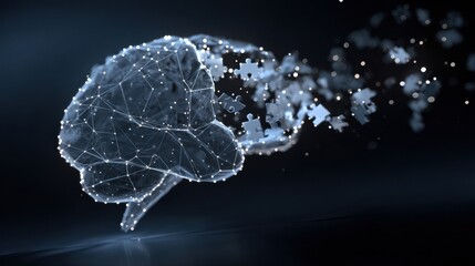 Floating Puzzle Pieces Create a Visual Representation of the Nervous System in a Dark Background