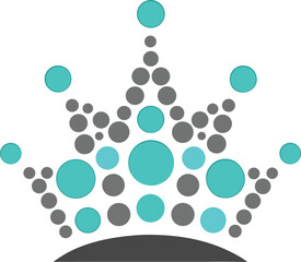 Fototapeta premium Dotted Princess Crown with Turquoise Jewels – Flat Vector Art