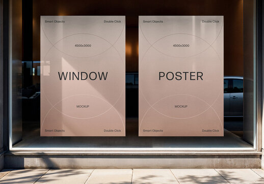 2 A4 Window Posters Mockup