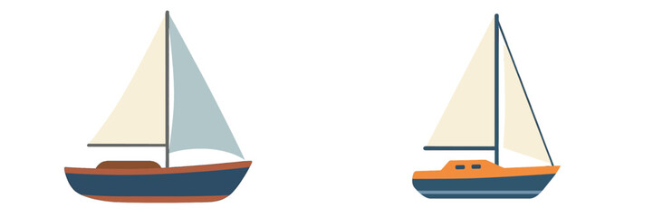 Stylish sailboats drifting in calm waters under bright blue sky during daytime