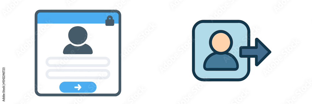 Poster login screen and user icon display for online account access and security verification in digital se