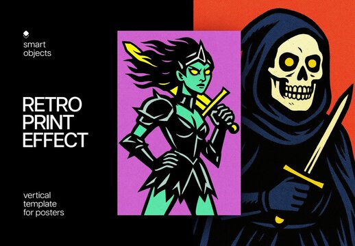 Engraved Print Design Poster Effect Mockup