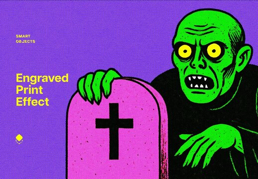 Engraved Print Design Effect Mockup