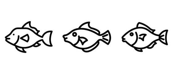 trigger-fish outline or line icon design bundle.