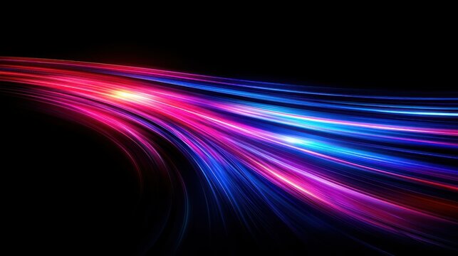 Abstract vibrant streaks of light in fuchsia, magenta, and blue on a black background