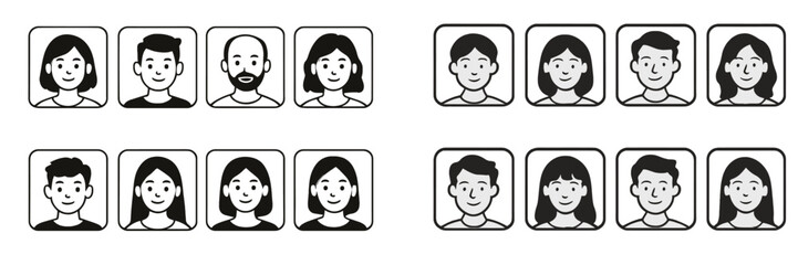 Diverse group of people displayed in a grid format highlighting different facial expressions and features