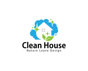 clean home logo creative nature leave soap clear service