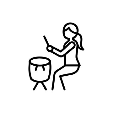 drummer playing drum, black line art clip art preview