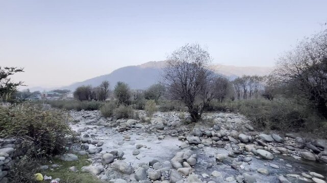 Lidder River with beautiful mountain in pehelgam. Kashmir video.