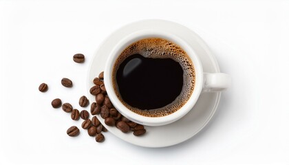 Obraz premium Coffee cup with beans and crema