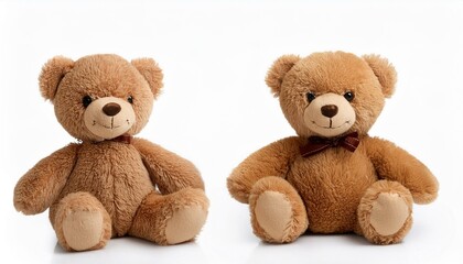 Obraz premium Two brown plush teddy bears with bows