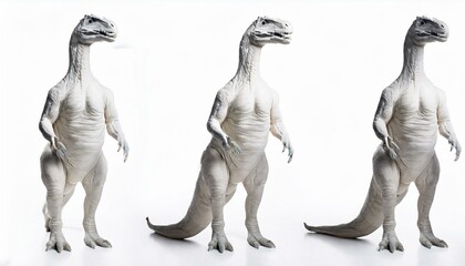 White dinosaur model poses