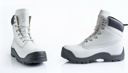 White lace-up boots with black soles