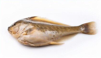Whole flatfish on white background